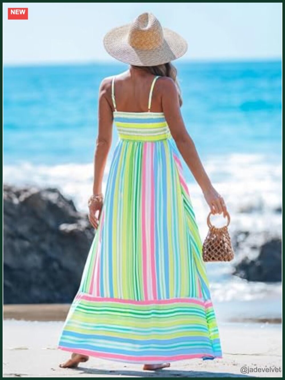 Women's Spaghetti Strap Maxi Dress Boho A-Line Flowy Sleeveless Sun Dress - Picture 2 of 6